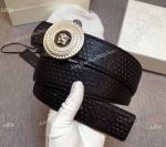 Exact Copy VERSACE Leather Belt with Silver Buckle - AAA Replica